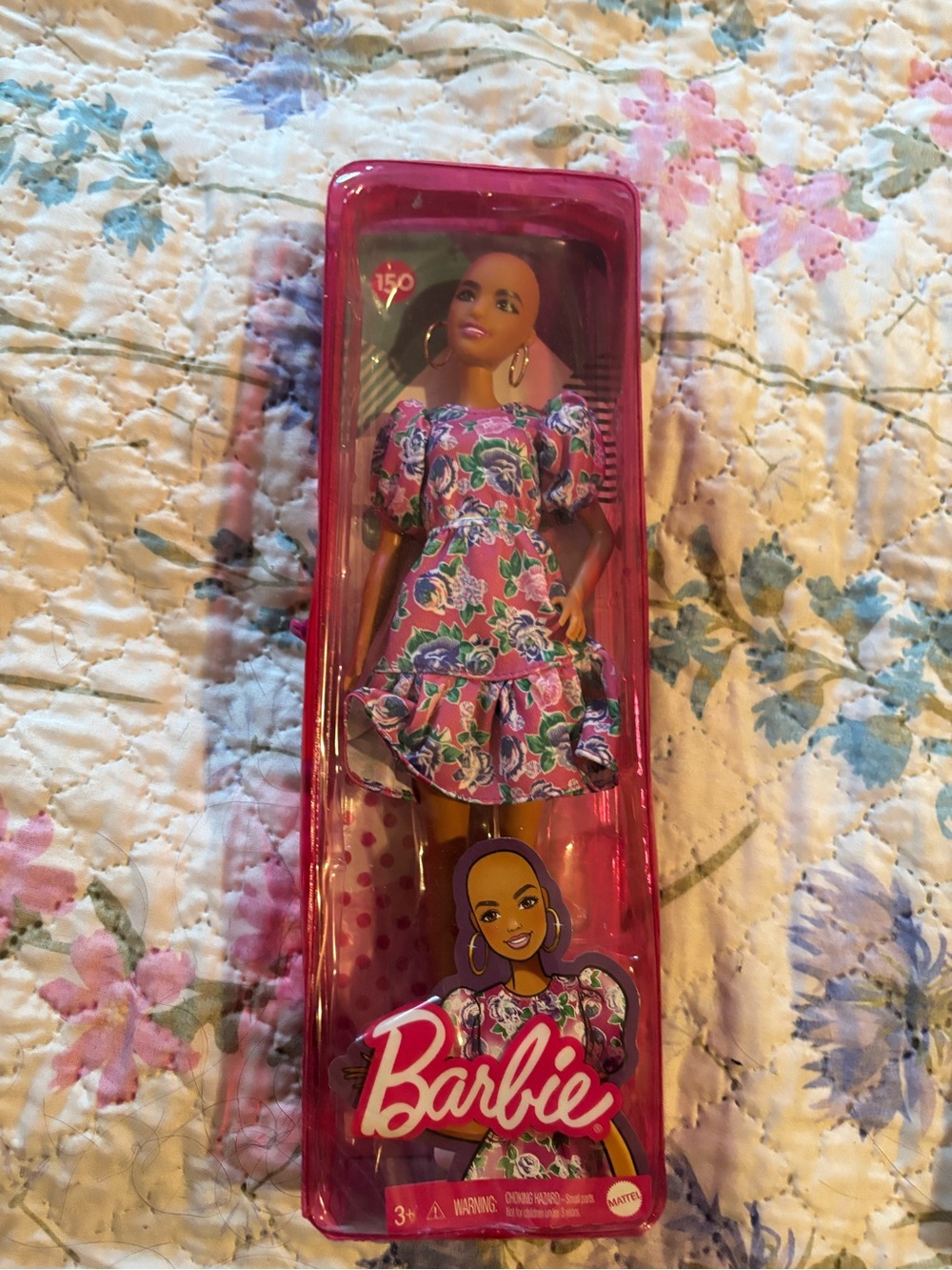 Barbie Pink Floral Dress with Green and White Accents